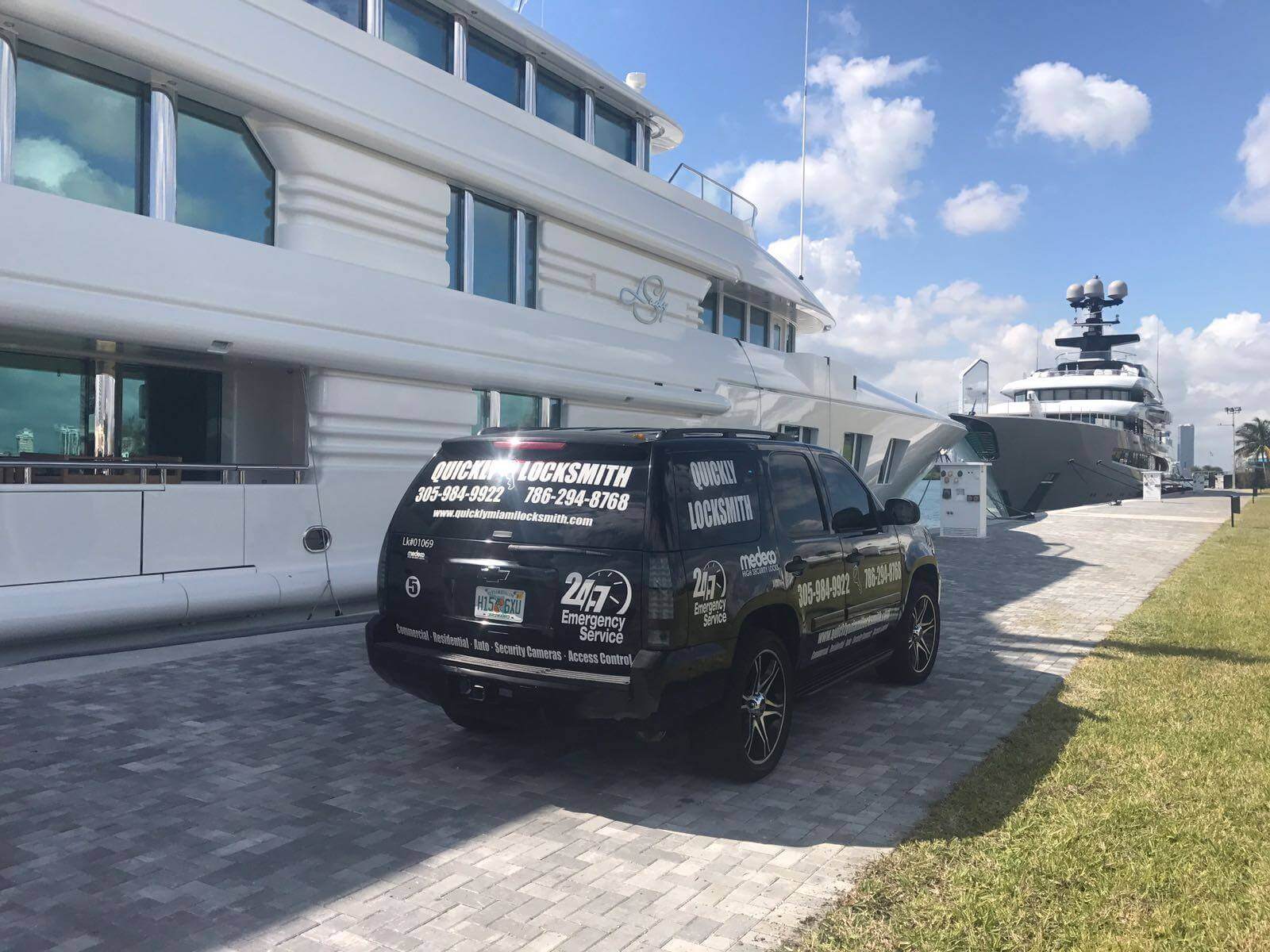 Our Mobile Locksmith Services Unit Arrives To Miami Marina To Provide Emergency Services For The Boats And The Yachts At Miami FL Harbor