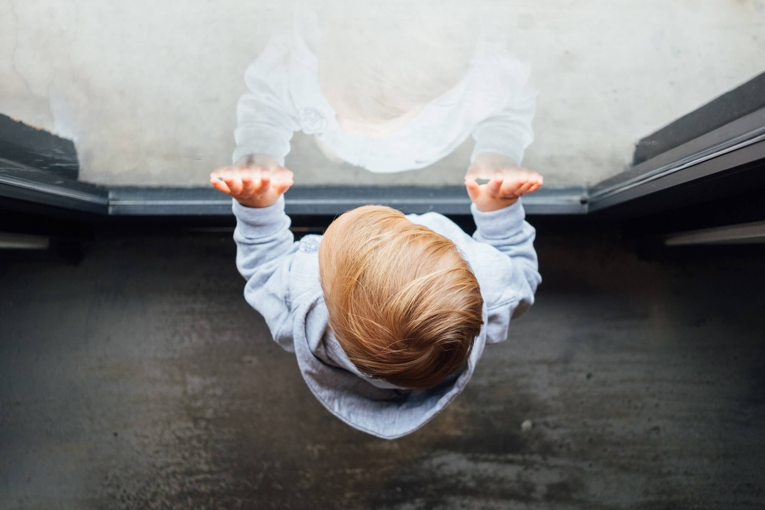 a child looking through the window