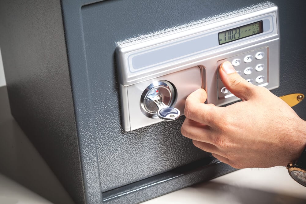 Opening a locked key-pad safe at our customer hotel in Miami FL